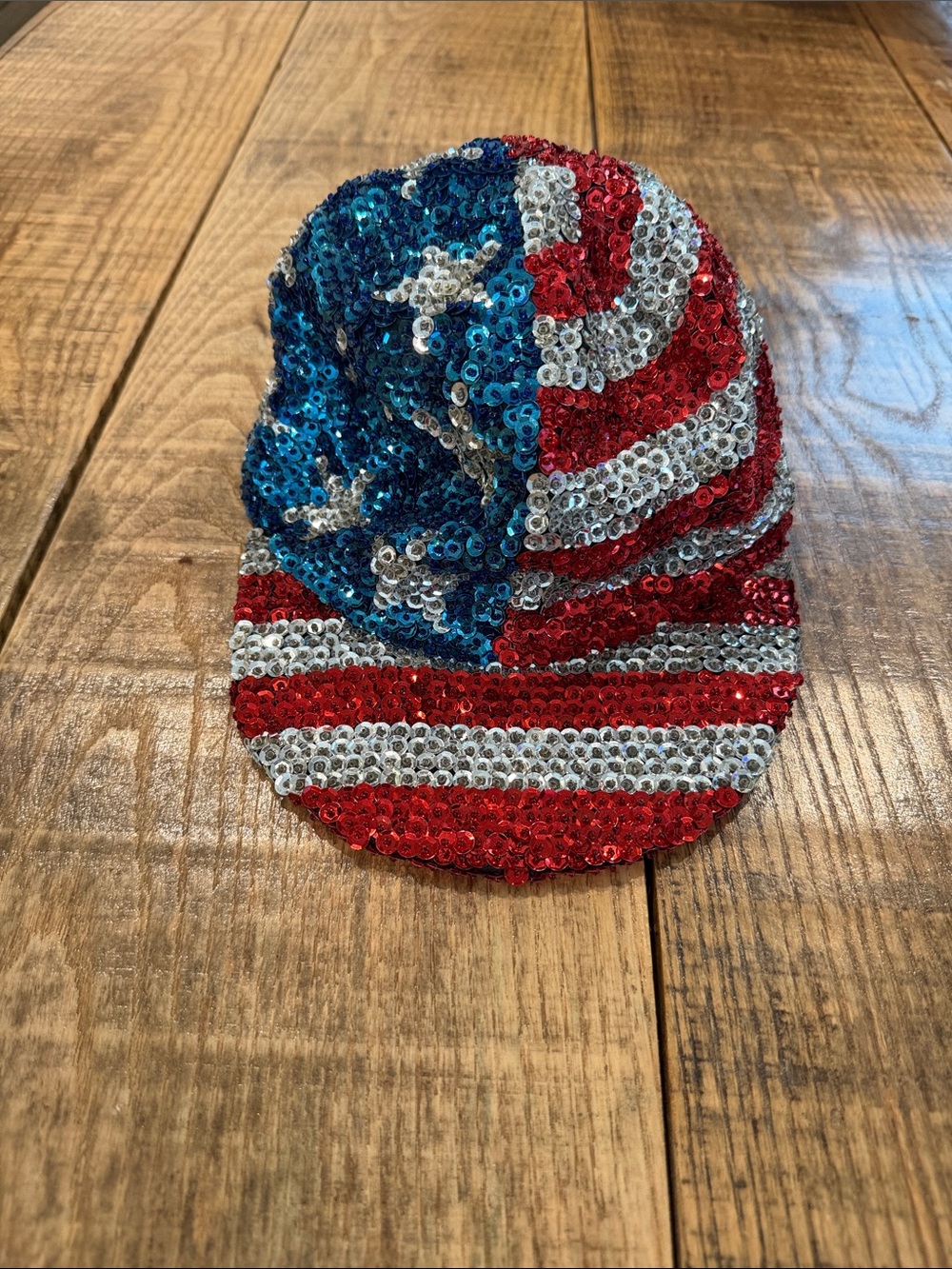 Sequin American Flag Baseball Cap - Red, White & Blue